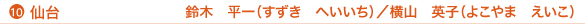 10、仙台 鈴木 平一(すずき へいいち)/横山 英子(よこやま えいこ)
